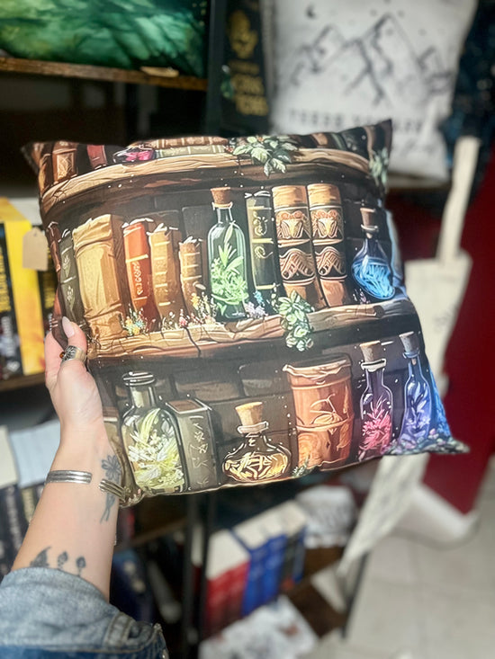 Fantasy Bookshelf Throw Pillow