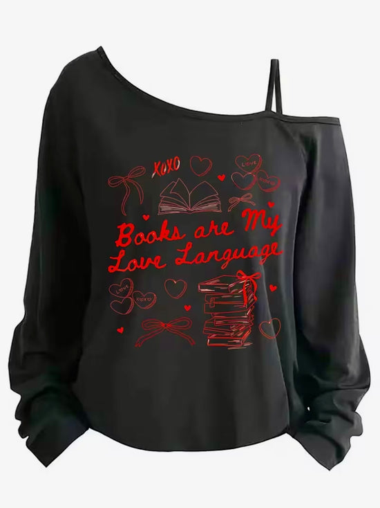 Books Are My Love Language Off-Shoulder Shirt