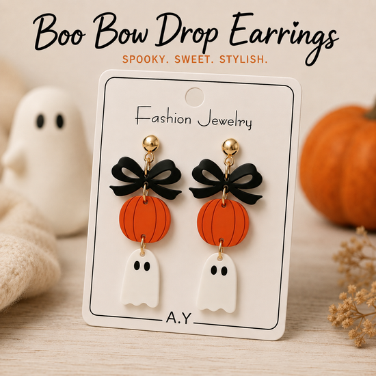 Boo Bow Drop Earrings